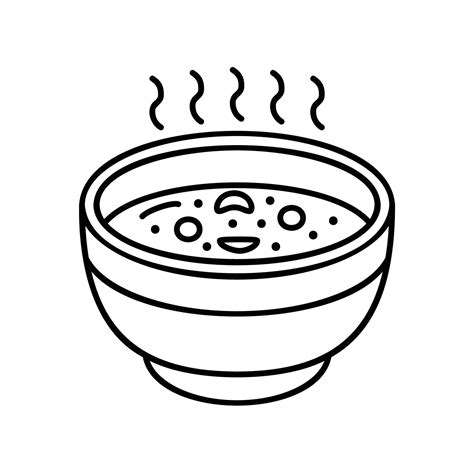 Soup icon with bowl and smoke in black outline style 12761431 Vector ...