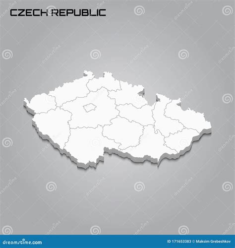 3d Map with Borders of Regions Stock Illustration - Illustration of ...