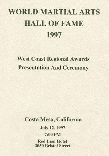 World Martial Arts Hall of Fame (1997) - Events of Historic Importantance to Shubukan Ryu ...