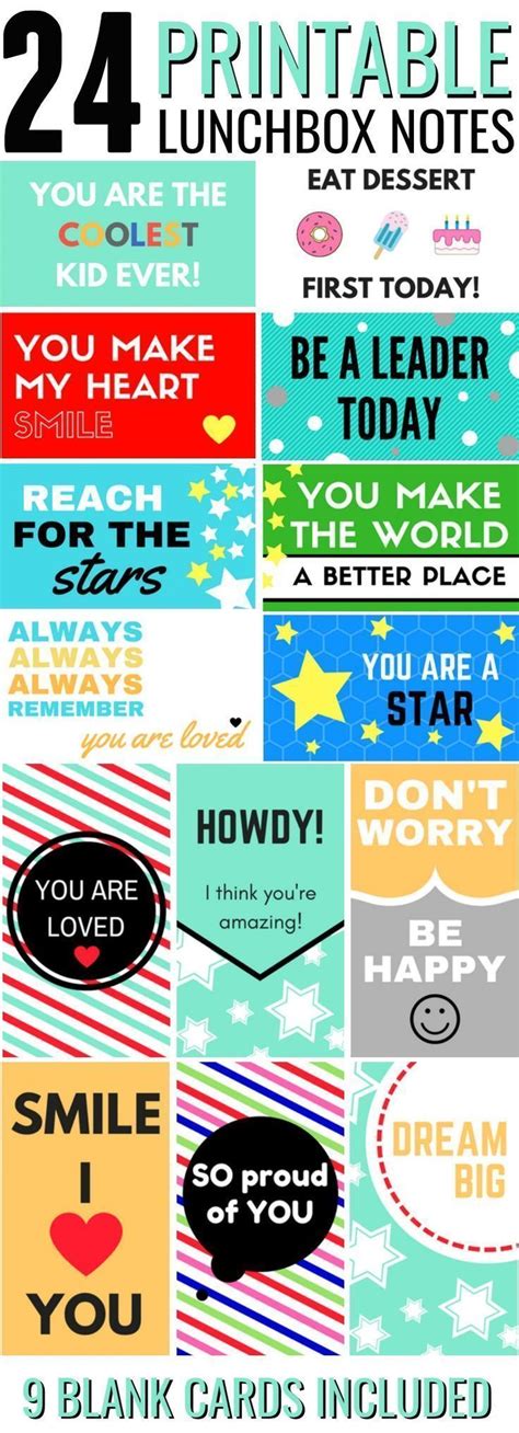 Printable Lunchbox Notes are the added touch of love all lunches need! Grab the free printable ...
