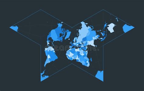 World Map. Gnomonic Butterfly Projection Stock Vector - Illustration of flat, growth: 263342443