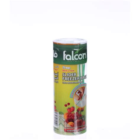 Falcon Slider Plastic Bags Bio 20X15Cm 25'S | Sharjah Co-operative Society