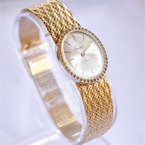 Gold-Tone Geneva 17 Jewels Mechanical Watch | Luxury Ladies Watch ...