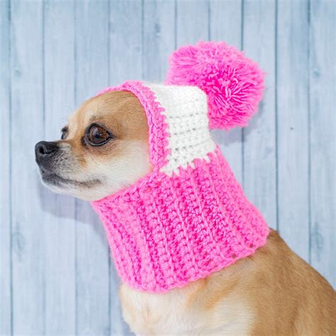 Pink Dog Hat Cozy Crochet Dog Hat Warm Winter Dog Hat Puppy Chunky Hat Small Knitted Dog Hat Dog ...