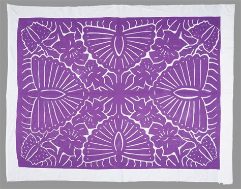 FE012803; Tivaevae manu (appliqué quilt); Cook Islands Maori; Unknown ...