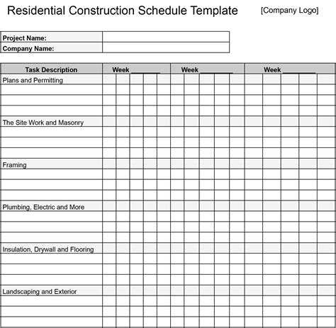 Construction Schedule Templates: Download & Print for Free!