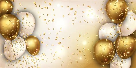 Luxury Gold and White foil balloons with confetti in white background ...