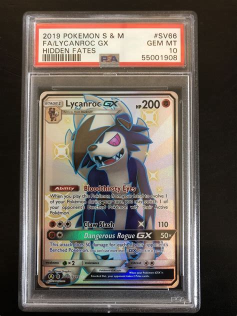 Mavin | Pokemon Hidden Fates Lycanroc Shiny Vault Full Art GX SV66 PSA 10