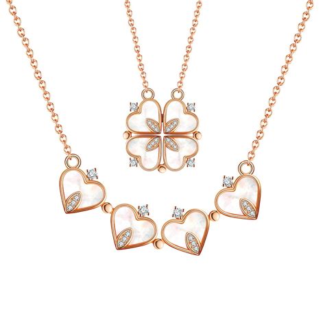 Ginger Lyne Collection - 4 Leaf Clover Heart Pendant Necklace Magnetic Sterling Silver Ginger ...