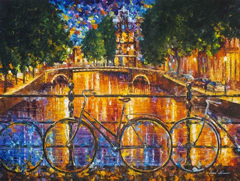 AMSTERDAM - THE BRIDGE OF BICYCLES - Original Oil Painting On Canvas By Leonid Afremov - Size 40 ...