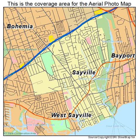 Aerial Photography Map of Sayville, NY New York