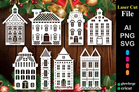 Christmas Paper Cut Houses Decoration Graphic by SVG HUB · Creative Fabrica