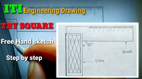 Try Square Drawing || How to Draw a Try Square || Try Square कैसे बनाए ...