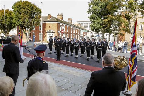 HMS Grimsby’s crew parades through namesake town