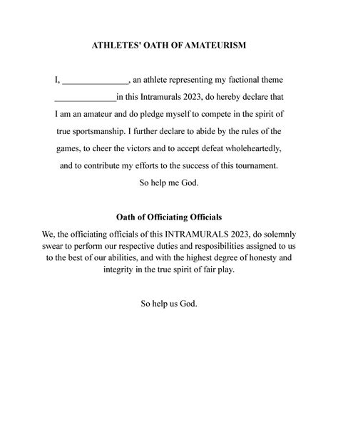 Oath of Amatuerism - OATH - ATHLETES' OATH OF AMATEURISM I ...