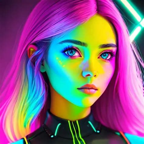 Vivid Neon Color Pallet, Portrait Women Superhero, H...