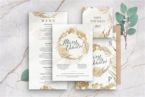 White & Gold Wedding Invitation [PSD] - BrandPacks