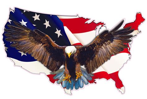 United States waving American Flag bald Eagle Decal | High Quality ...