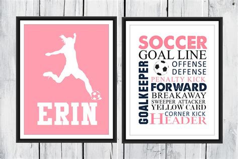 Soccer Word Art Print 2 Piece Set Custom Colors and Sizes