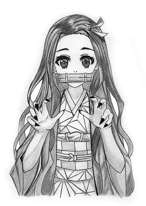 Tanjiro Nezuko Kamado demon slayer drawing sketch anime manga cute ...