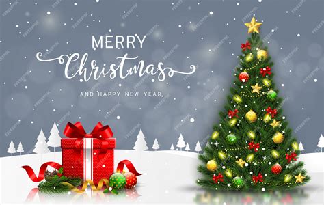 Premium Vector | Merry Christmas and happy new year greeting card with ...