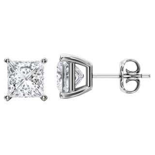 Princess Cut Diamond Stud Earrings, 1.00ctw For Sale at 1stDibs | 1 carat diamond stud earrings ...