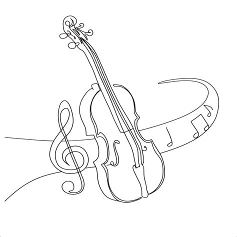 Violin Line Art, Music Instrument Sketch, Musical Outline Drawing ...