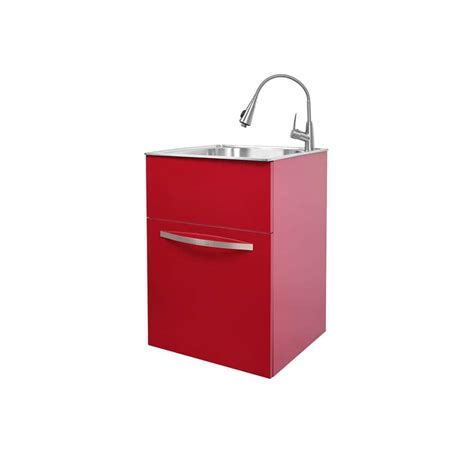 Glacier Bay All-in-One 24.2 in. x 21.3 in. x 33.8 in. Stainless Steel Utility Sink and Large ...