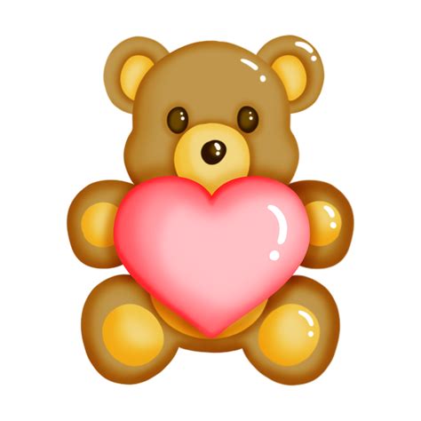 Cute brown teddy bear hugs pink heart 29867771 PNG