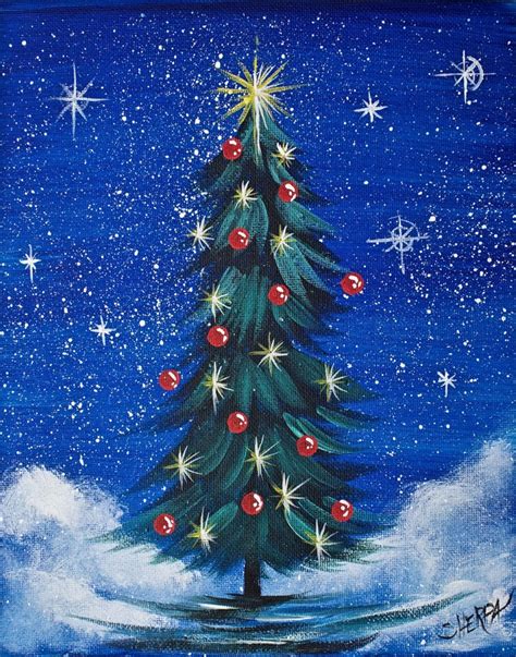 Simple Christmas TREE Step By Step Acrylic Painting On Canvas For Beginners - Gallery - The Art ...