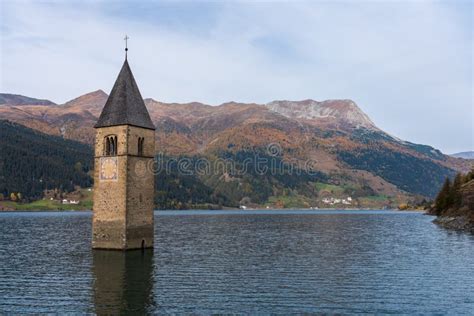 Church Tower In Lake Reschen, Italy Stock Image - Image of austrian, church: 63409647