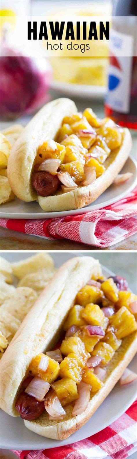 Take a taste of the tropics with these Hawaiian Hot Dogs - grilled hot dogs topped with grilled ...