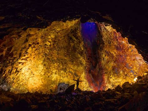 Inside the volcano. This photo is from the Magma chamber inside the volcano Thrihnjukagigur in ...