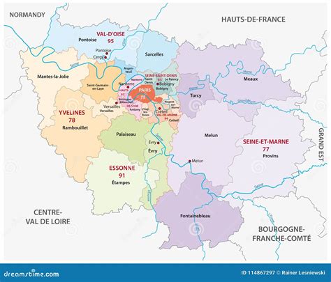 France Administrative Regions And Departments Vector Map | CartoonDealer.com #175912715