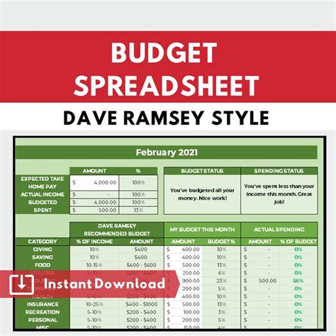 Dave Ramsey Budget Planner Budgeting Spreadsheet Calculator - Etsy