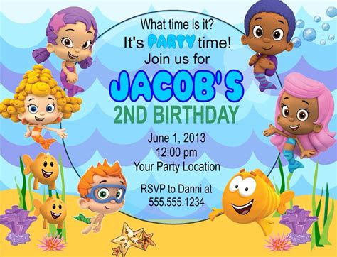 Bubble Guppies Birthday Party Invitations Custom Personalized - Greeting Cards & Invitations