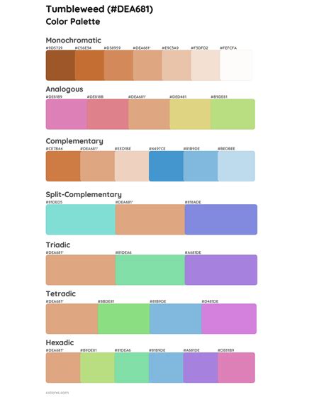 Tumbleweed color palettes - colorxs.com