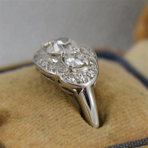 Art Deco Diamond 3-Stone Engagement Ring in White Gold | Exquisite Jewelry for Every Occasion | FWCJ