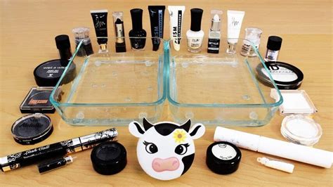 Black vs White - Mixing Makeup Eyeshadow Into Slime! Special Series 105 Satisfying Slime Video