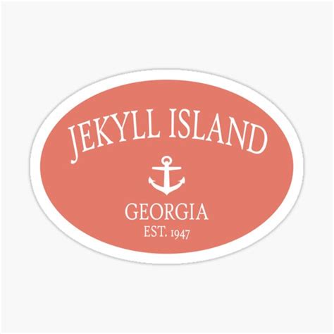 "Jekyll Island Georgia Est 1947 Anchor Orange Oval" Sticker for Sale by TGKelly | Redbubble