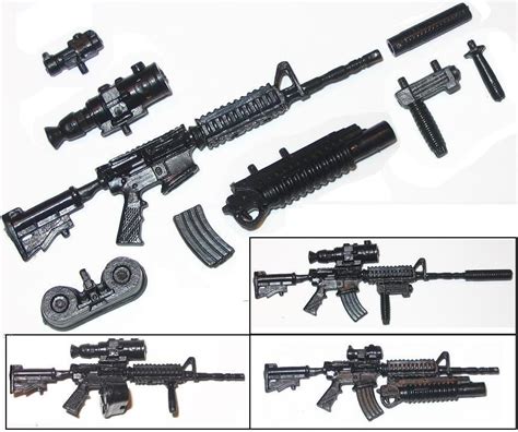 M4 Carbine Rifle with Accessories BLACK Version DELUXE - "Modular" 1:18 ...