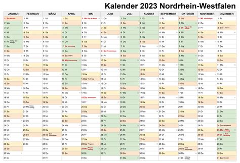 Kalender 2024 inkl. Ferien für NRW, Feiertage | pdf, xls und png Vorlagen