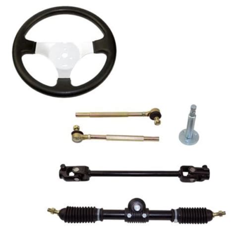 Set of Go Kart Steering Wheel Assembly 110CC Tie Rod RACK Adjustable ...