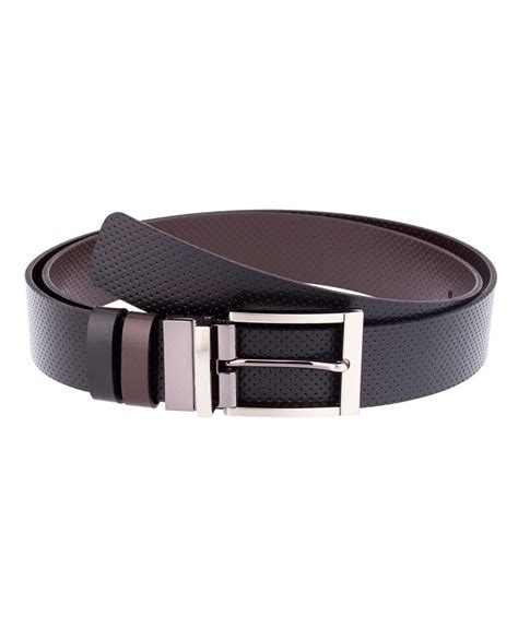 Buy Reversible Men's Belt - Black Brown Perforated Leather - Free Ship