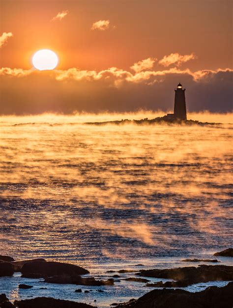 Sunrise, Sea Smoke, and Whaleback Light Photograph by R Scott Photography | Fine Art America