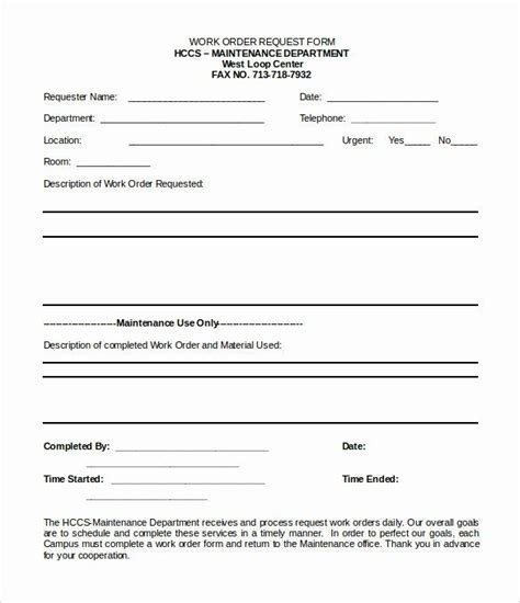 Tenant Maintenance Request form Template