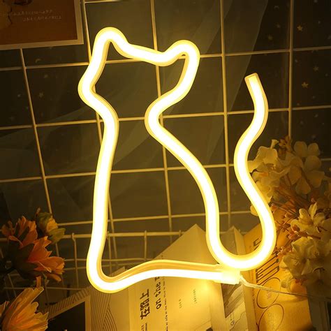 Cat LED Signs Neon Lights for Wall Decor,USB or Battery Operated Neon ...