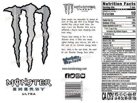 Digital Monster Energy Ultra Drink Labels Download Files SVG PNG JPG EPS PDF | Monster energy ...
