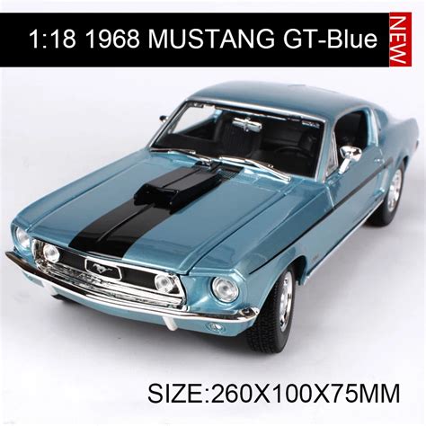 1:18 diecast Car 1968 Mustang GT Cobra Jet Classic Cars 1:18 Alloy Car ...