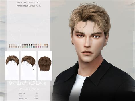 wingssims' TO0708-Naturally curly hair | Sims 4 hair male, Sims hair ...